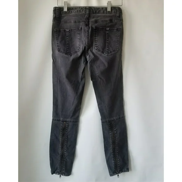 Free People Denim Gray Jeans Zip Up Legging Size 26 - Picture 7 of 11